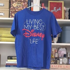 Disney Blue Graphic "Living My Best Disny Life" T-Shirt Mens Size L